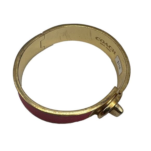 COACH Leather Turn Lock Hinges Bangle Bracelet - Picture 3 of 8